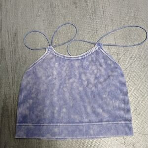 Blue Tie-Dye Ribbed Tank Top